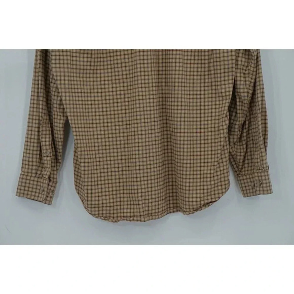 Eddie Bauer Men Button Up Shirt Medium M Plaid Blue Brown Long Sleeve Cotton - Picture 9 of 10